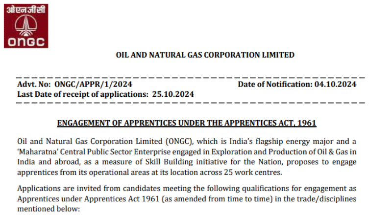 ONGC Apprentice Recruitment 2024 ; Apply for 2236 Posts - Apply Now