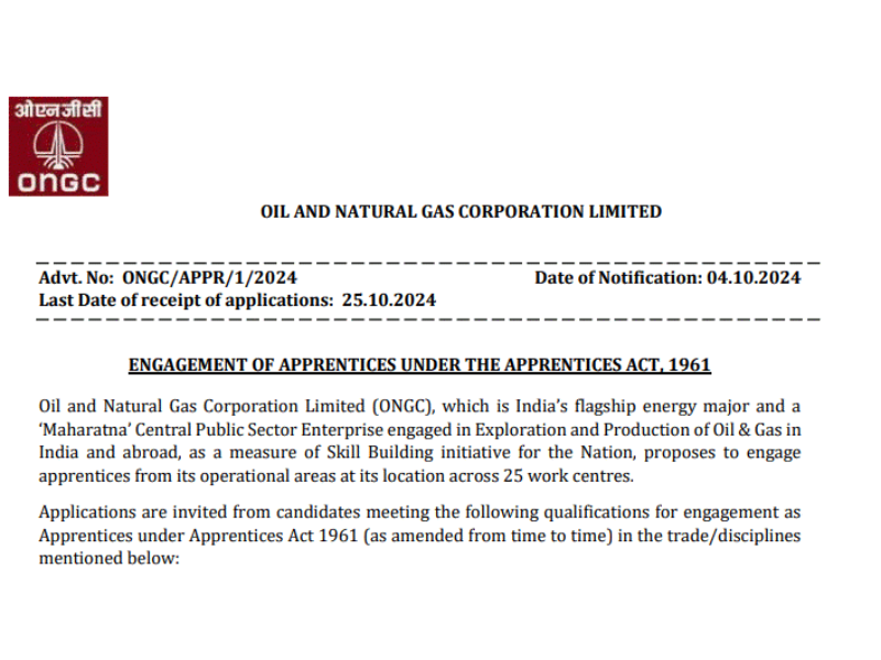 ONGC Apprentice Recruitment 2024 ; Apply for 2236 Posts - Apply Now