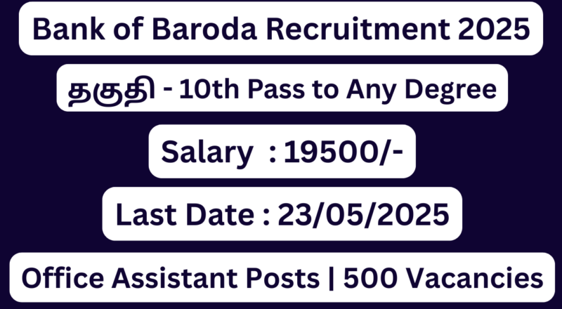 Bank of Baroda Office Assistant Recruitment 2025 | Apply For 500 Vacancies | Apply Jobs Now