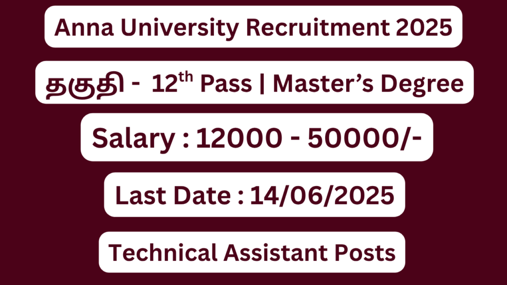 Anna University Recruitment 2025 | Apply For Technical Assistant and Project Associate Posts | Apply Jobs Now