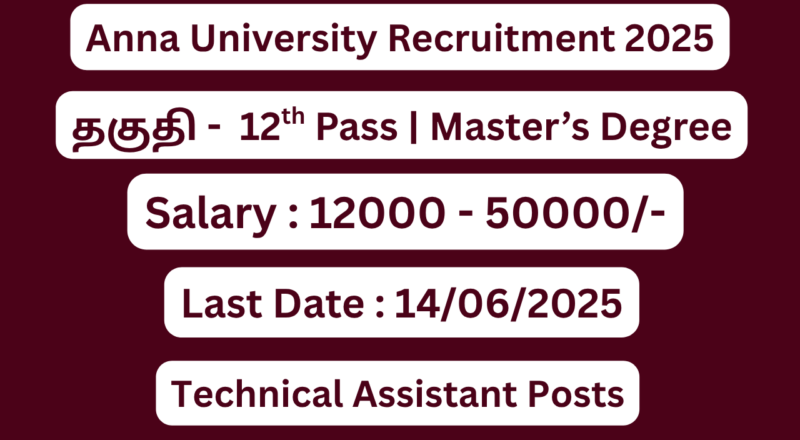 Anna University Recruitment 2025 | Apply For Technical Assistant and Project Associate Posts | Apply Jobs Now
