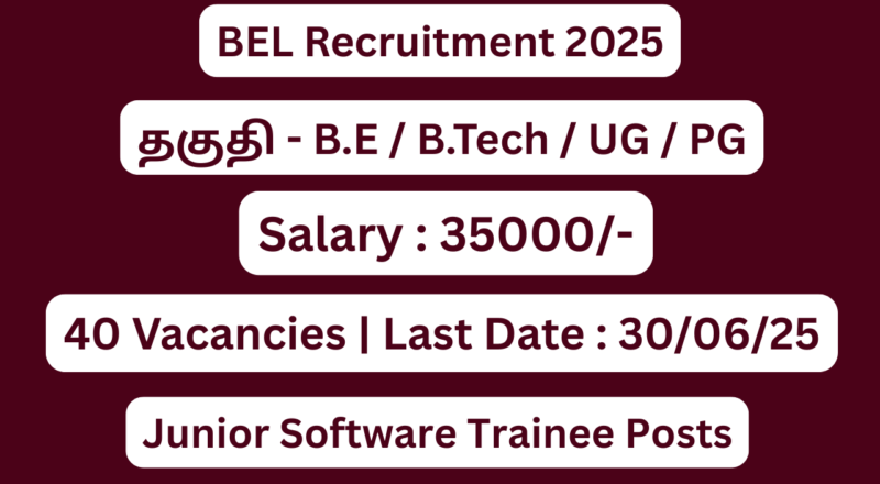 BEL Junior Software Trainee Recruitment 2025 | Apply For 40 Vacancies | Apply Jobs Now