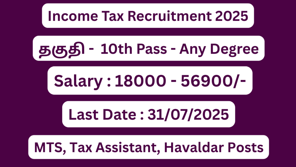 Income Tax Recruitment 2025 | Apply For MTS, Tax Assistant, Havaldar Posts | Apply Jobs Now