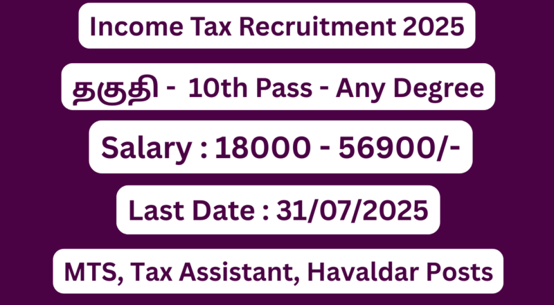 Income Tax Recruitment 2025 | Apply For MTS, Tax Assistant, Havaldar Posts | Apply Jobs Now