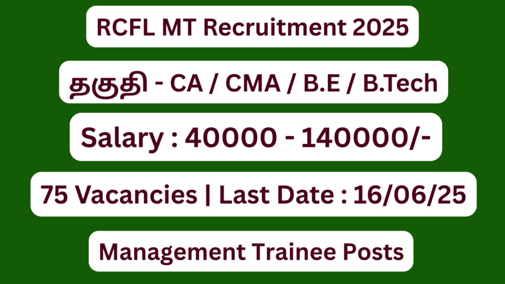 RCFL MT Recruitment 2025 | Apply For 75 Vacancies | Apply Jobs Now