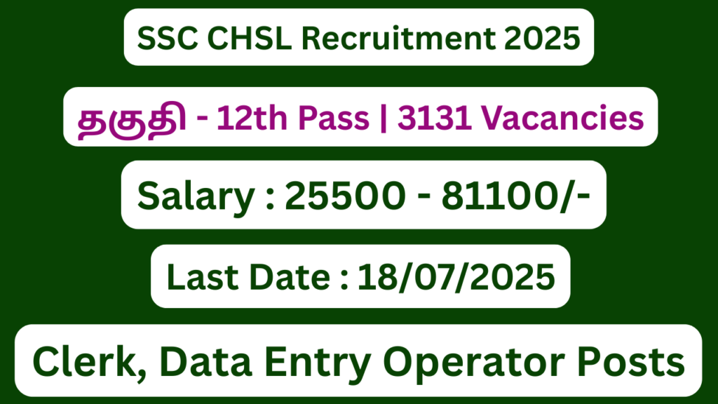 SSC CHSL Recruitment 2025| Apply For Various Officer Vacancies | Apply Jobs Now