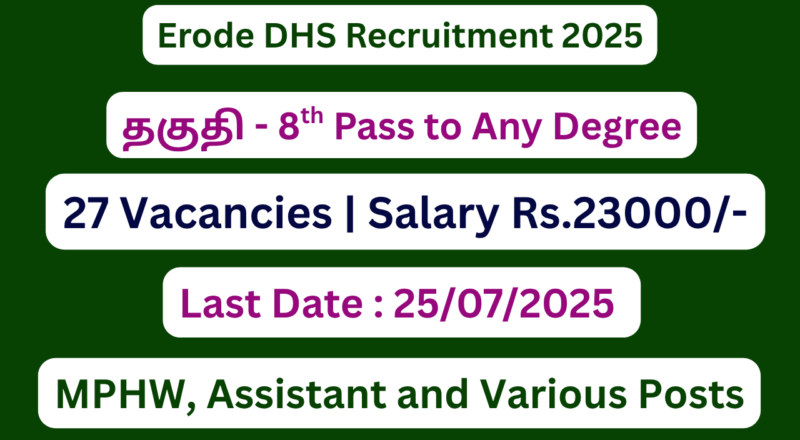 Erode DHS Recruitment 2025 | Apply For 27 MPHW Vacancies | Apply Jobs Now