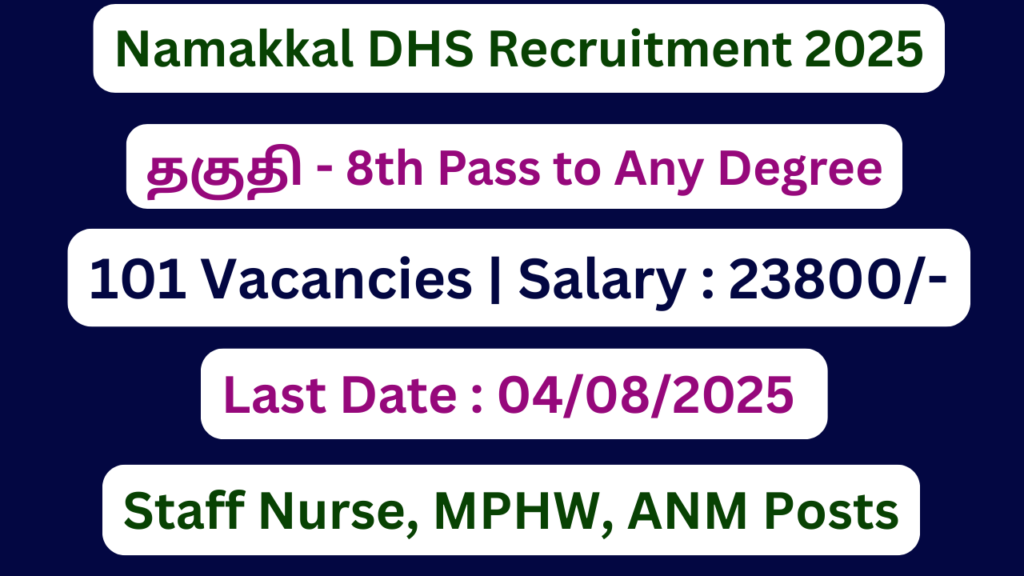 Namakkal DHS Recruitment 2025 | Apply For 101 Staff Nurse Posts | Apply Jobs Now
