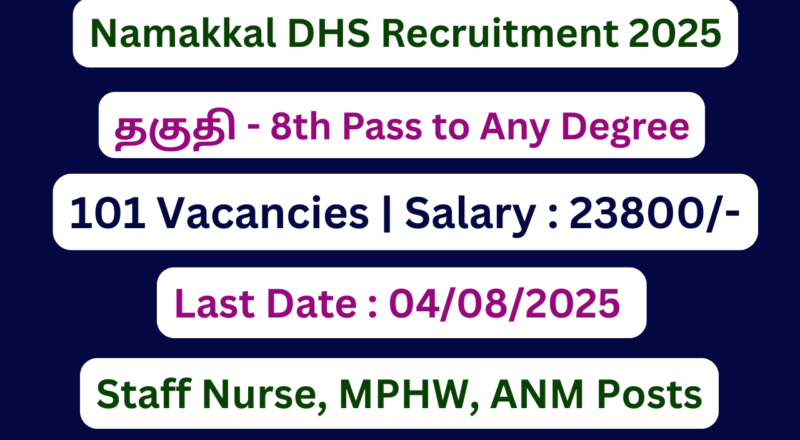 Namakkal DHS Recruitment 2025 | Apply For 101 Staff Nurse Posts | Apply Jobs Now