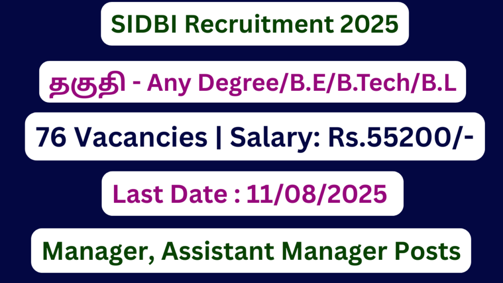 SIDBI Recruitment 2025 | Apply For 76 Officers Grade ‘A’ abd Grade ‘B’ Vacancies | Apply Jobs Now