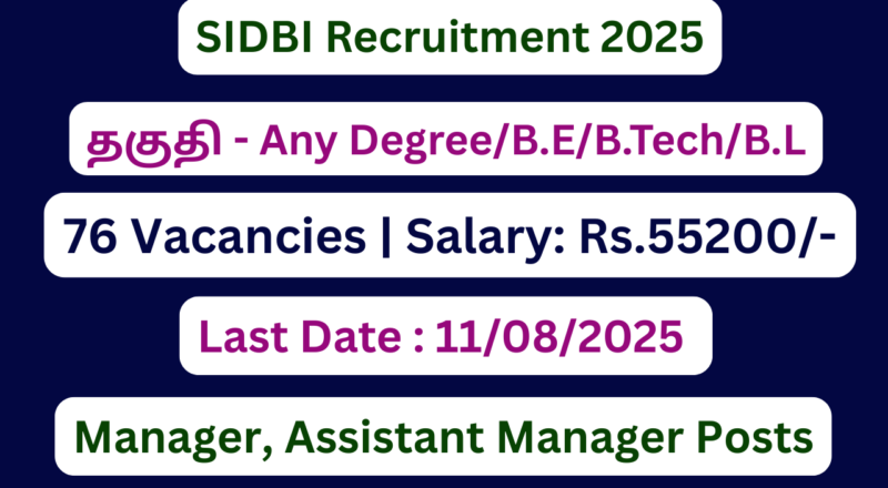 SIDBI Recruitment 2025 | Apply For 76 Officers Grade ‘A’ abd Grade ‘B’ Vacancies | Apply Jobs Now