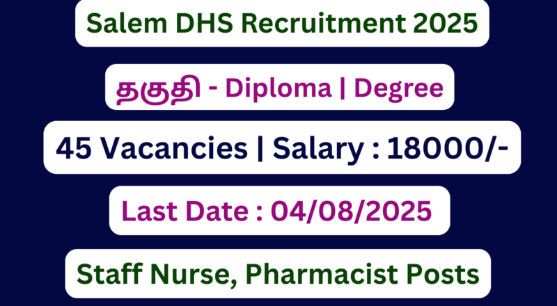 Salem DHS Recruitment 2025 | Apply For 101 Staff Nurse Posts | Apply Jobs Now