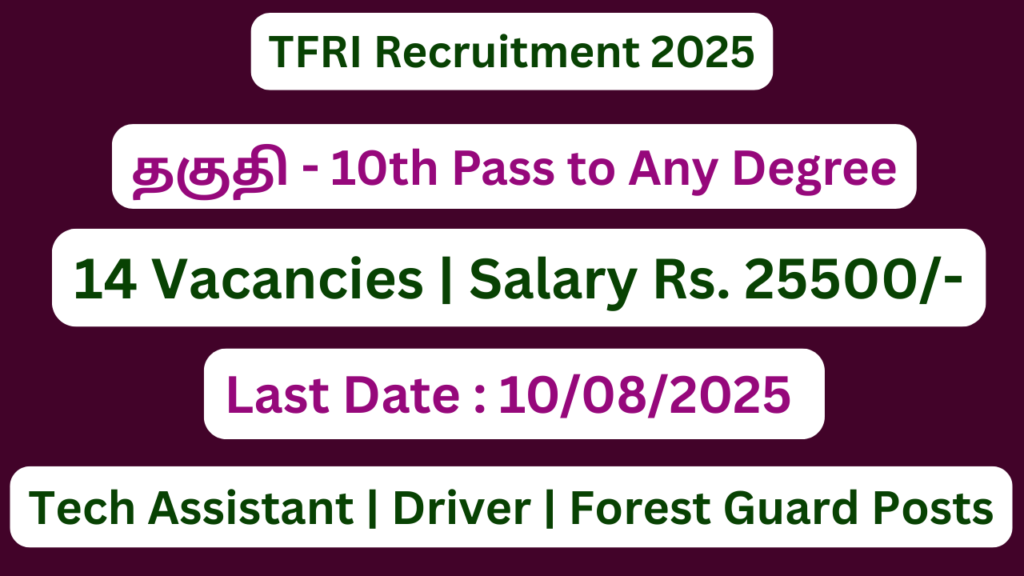 TFRI Recruitment 2025 | Apply For 14 Vacancies | Apply Jobs Now