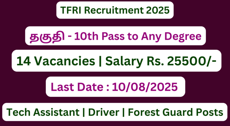TFRI Recruitment 2025 | Apply For 14 Vacancies | Apply Jobs Now