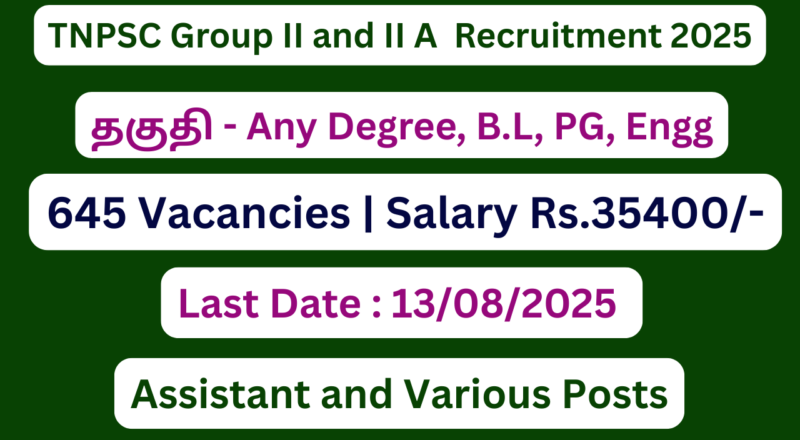 TNPSC Group II and IIA Recruitment 2025 | Apply For 645 Vacancies | Apply Jobs Now