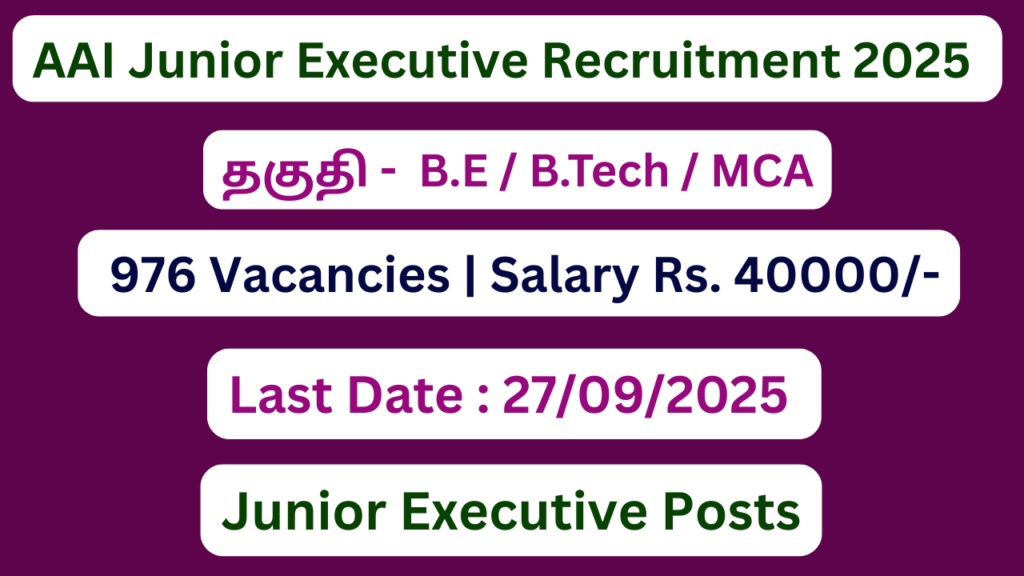 AAI Junior Executive Recruitment 2025 | Apply For 976 Vacancies | Apply Jobs Now