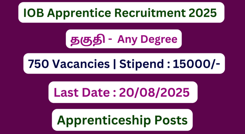 IOB Apprentice Recruitment 2025 | Apply For 750 Vacancies | Apply Jobs Now