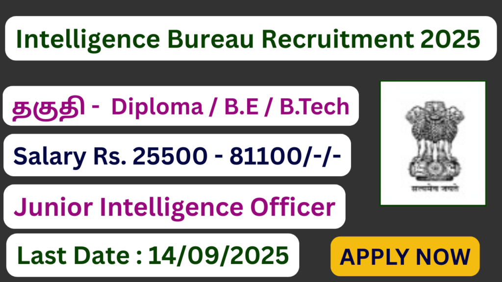 Intelligence Bureau Recruitment 2025 | Apply For 394 Vacancies | Apply Jobs Now