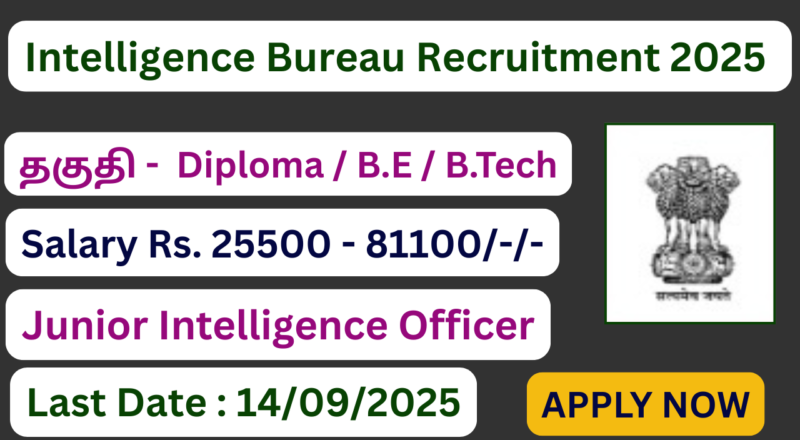 Intelligence Bureau Recruitment 2025 | Apply For 394 Vacancies | Apply Jobs Now
