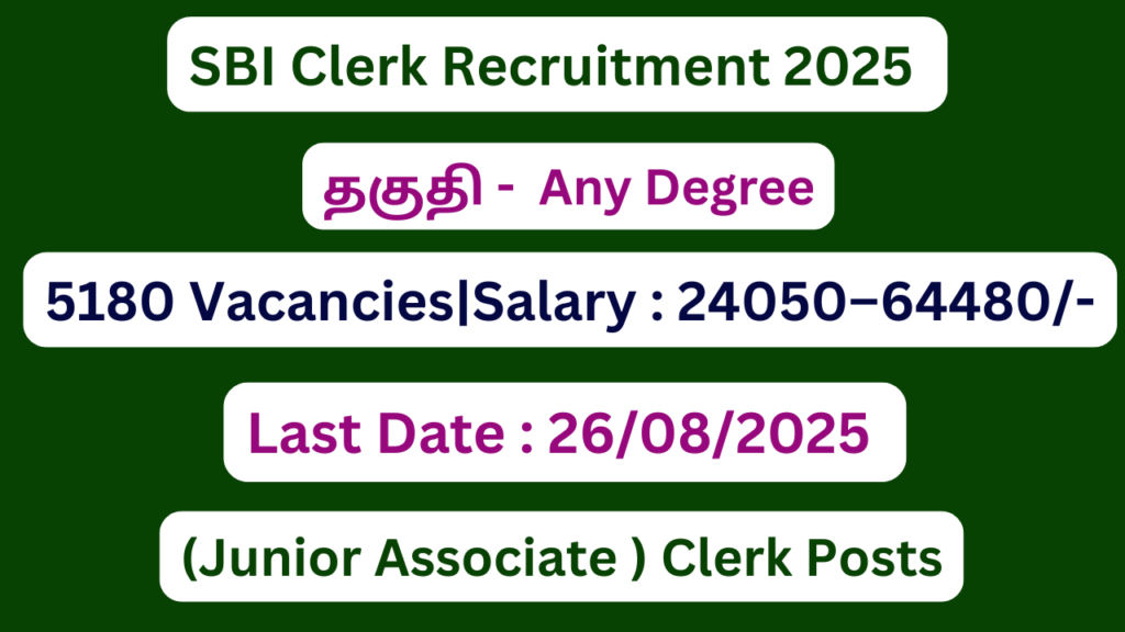 SBI Clerk Recruitment 2025 | Apply For 5180 Vacancies | Apply Jobs Now