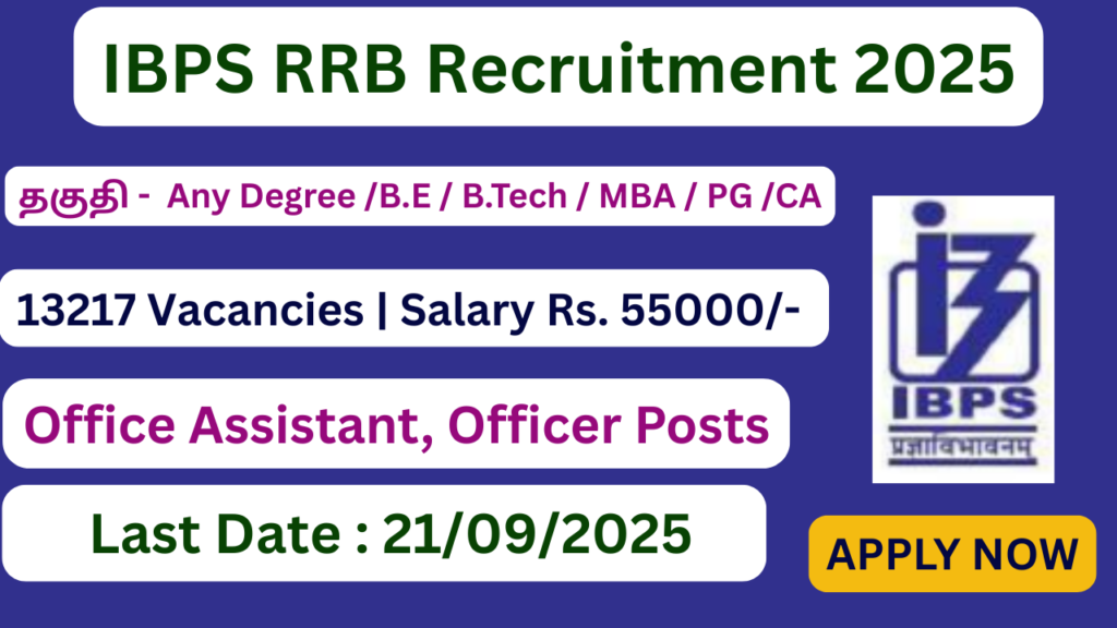 IBPS RRB Recruitment 2025 | 13217 Office Assistant, Officer Posts | Apply Jobs Now
