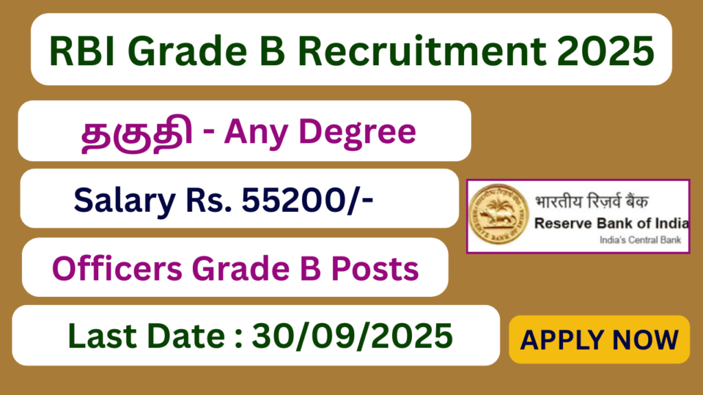 RBI Grade B Recruitment 2025 | 120 Officer Vacancies | Apply Jobs Now
