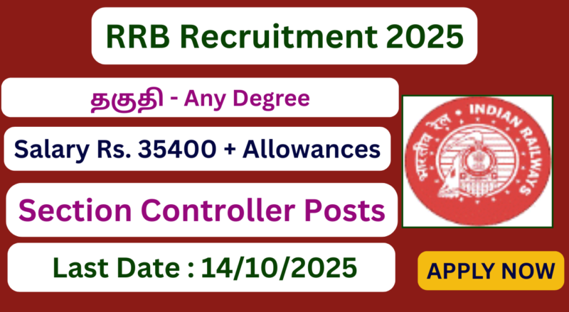 RRB Recruitment 2025 | 368 Section Controller Vacancies | Apply Jobs Now