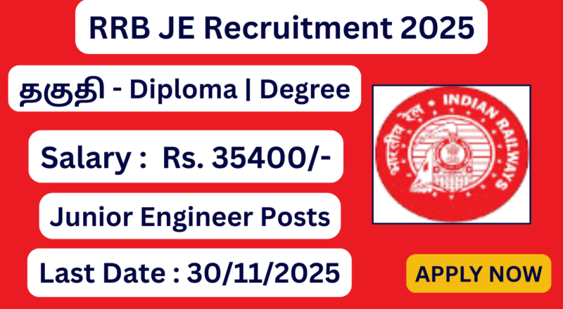 RRB JE Recruitment 2025 | 2570 Junior Engineer Posts | Apply Jobs Now