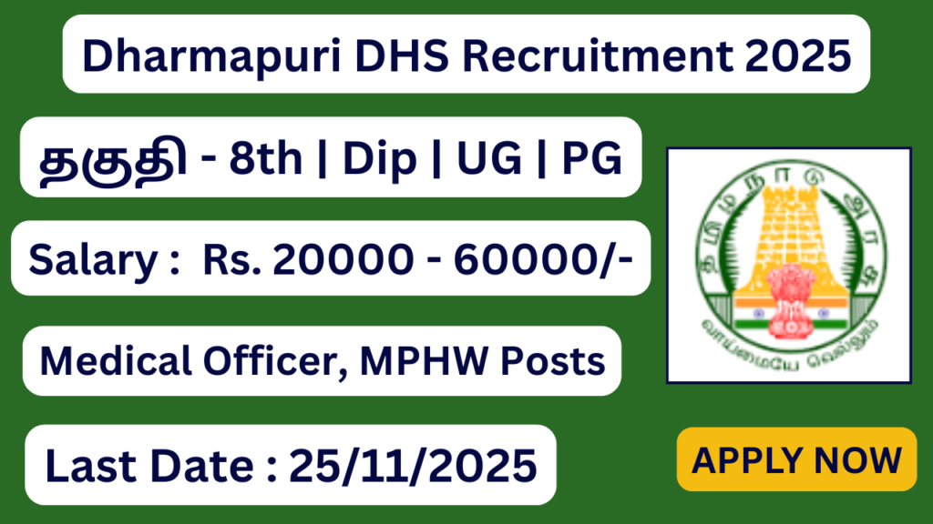 Dharmapuri DHS Recruitment 2025 | Apply For 25 Multipurpose Hospital Worker Posts