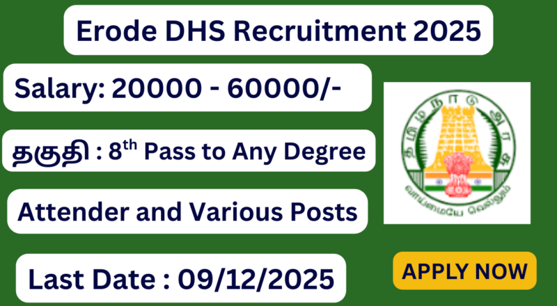 Erode DHS Recruitment 2025 Apply for 20 Attender and Various Posts