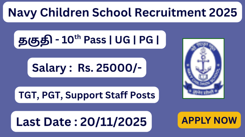 Navy Children School Recruitment 2025 | Apply for 08 Teaching and Non Teaching Posts | Apply Now