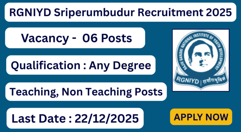 RGNIYD Sriperumbudur Recruitment 2025 06 Teaching & Non Teaching Posts; Apply Now
