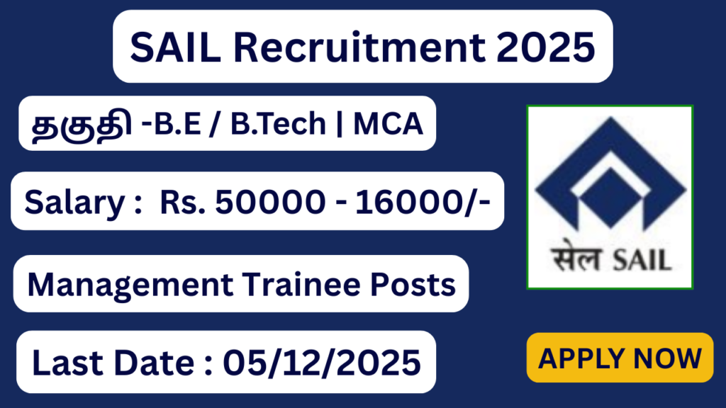 SAIL Recruitment 2025 | Apply for 124 Management Trainee Posts | Apply Now