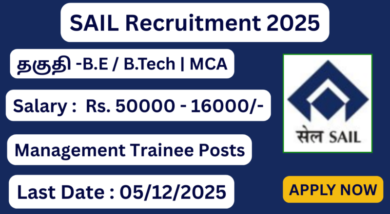 SAIL Recruitment 2025 | Apply for 124 Management Trainee Posts | Apply Now
