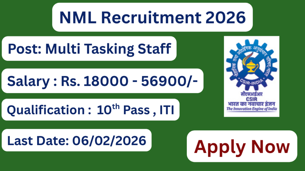 NML Recruitment 2026 Apply for 22 MTS Posts