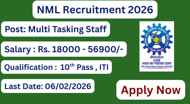 NML Recruitment 2026 Apply for 22 MTS Posts