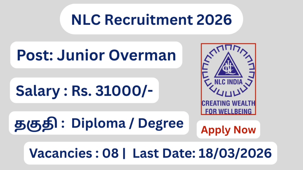 NLC Recruitment 2026 08 Vacancies; Apply Now