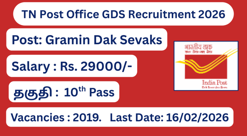 TN Post Office GDS Recruitment 2026 Apply for 2019 Vacancies