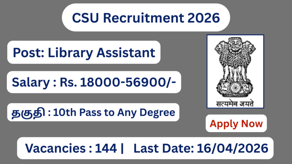 CSU Recruitment 2026 144 Non Teaching Posts; Apply Now!
