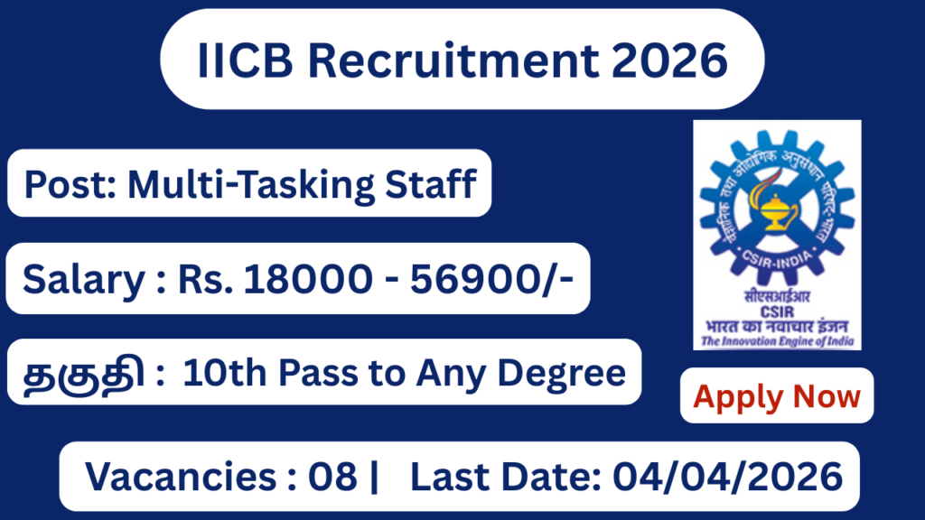 IICB Recruitment 2026 Apply for MTS Posts; Apply Now!