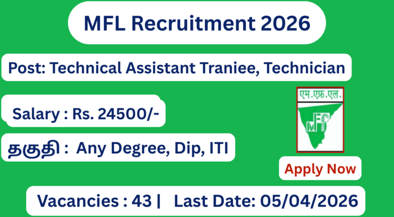 MFL Recruitment 2026 Apply for 43 Non Supervisory Cadre Posts; Apply Now!