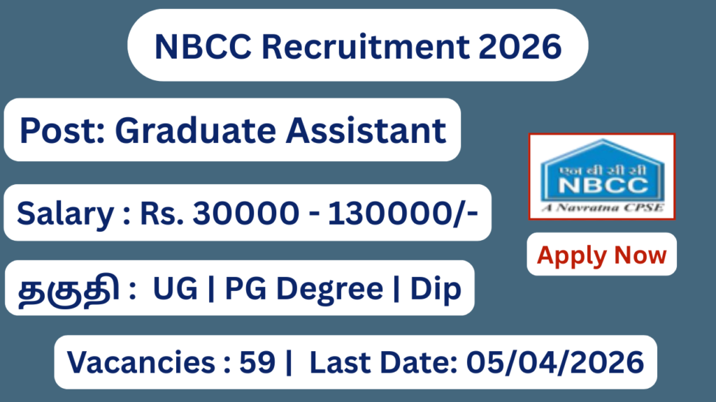 NBCC Recruitment 2026 Apply for 59 JE, Graduate Assistant Posts; Apply Now