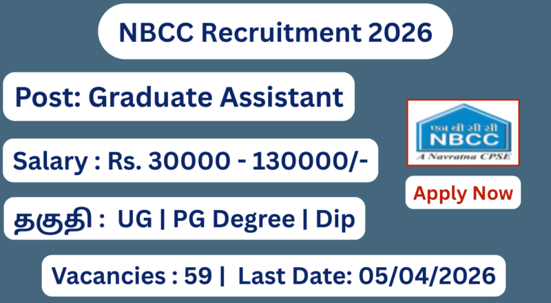 NBCC Recruitment 2026 Apply for 59 JE, Graduate Assistant Posts; Apply Now