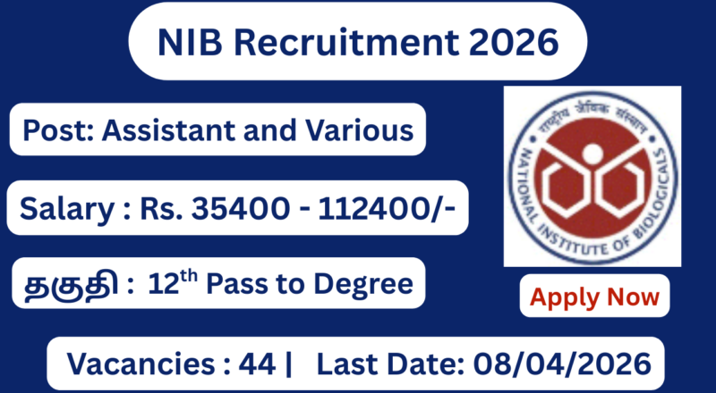 NIB Recruitment 2026 Apply for 44 Assistant and Various Posts; Apply Now!