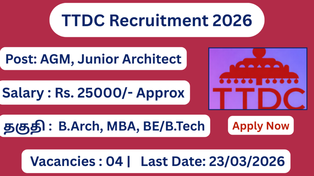 TTDC Recruitment 2026 Apply for 04 Junior Level Posts; Apply Now!