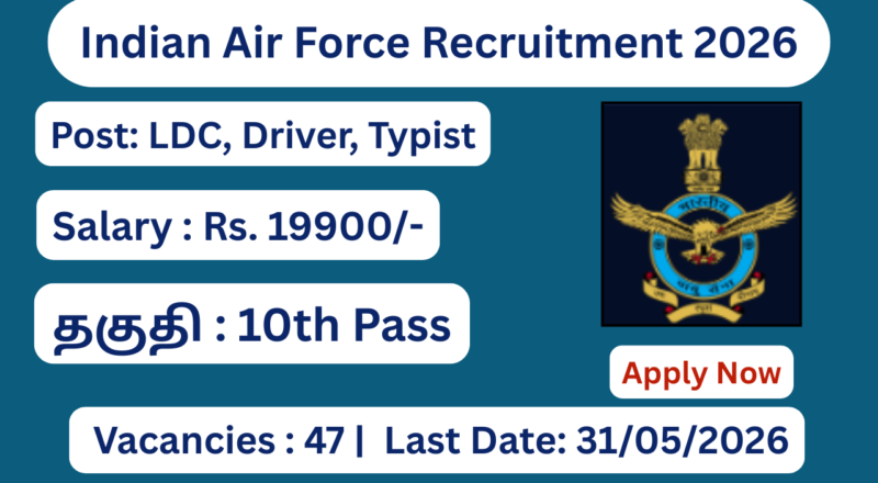 Indian Air Force Recruitment 2026 Apply for 47 Group C Posts; Apply Now!