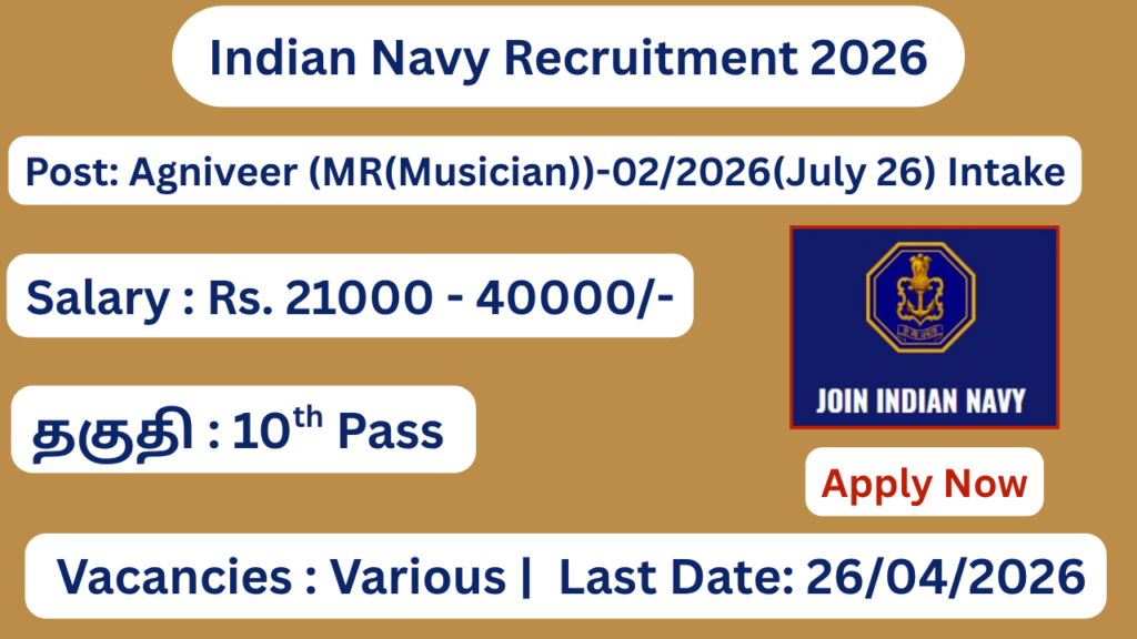 Indian Navy Recruitment 2026 | 10th Pass | Apply Online Now