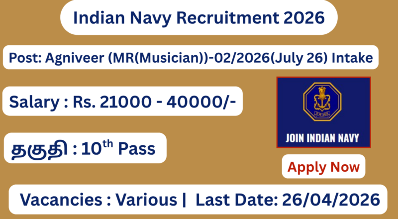 Indian Navy Recruitment 2026 | 10th Pass | Apply Online Now