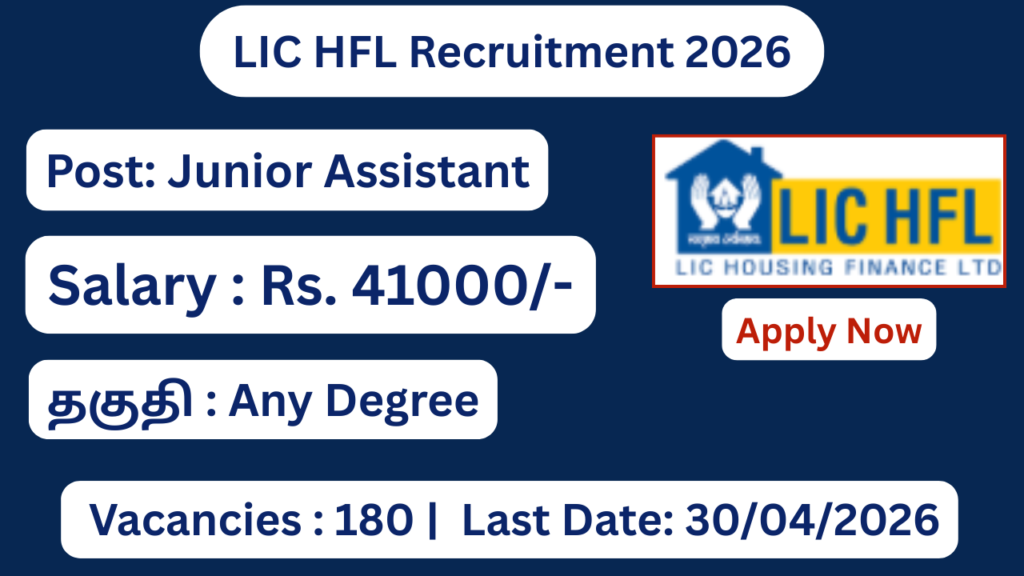 LIC HFL Recruitment 2026 Apply for 180 Junior Assistant Posts; Apply Now!