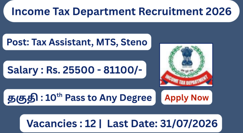 Income Tax Department Recruitment 2026 10th Pass to Any Degree Apply Now!